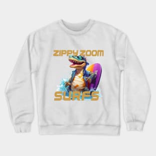 Aquatic Glide Waves Surfing Tee "Zippy Zoom" Crewneck Sweatshirt